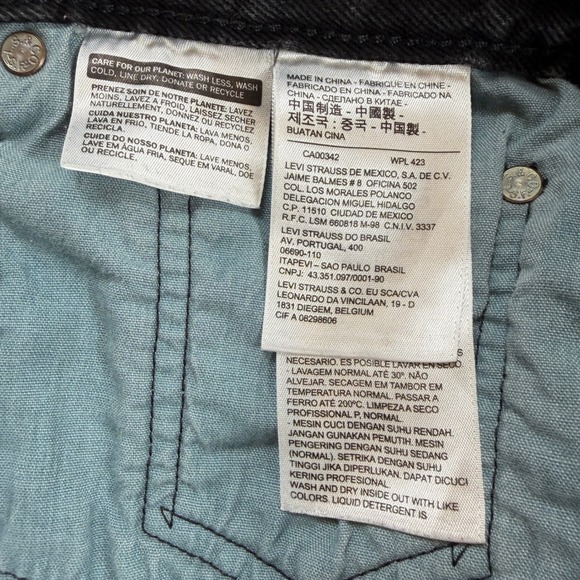 Levis 501 Denim Jean Shorts 31 Original High Rise Cut Off Black Distressed Y2K - Picture 7 of 9